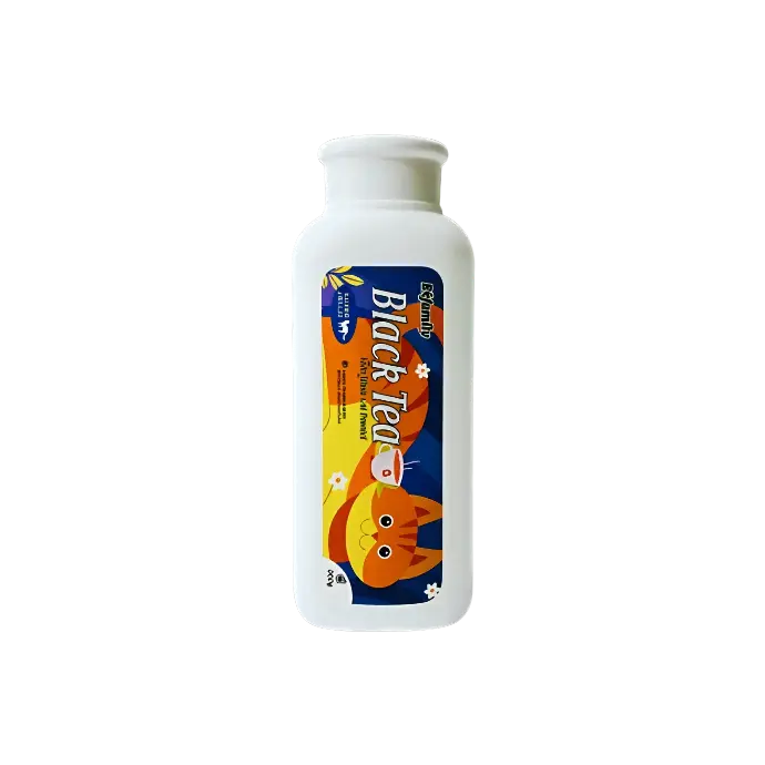 بودرة التنظيف الجاف للقطط بخلاصة الشاي الأسود