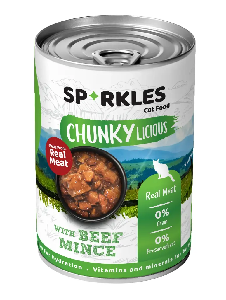 سباركليز | غذاء للقطط لحم بقري مفروم معلب في المرق | 400غم