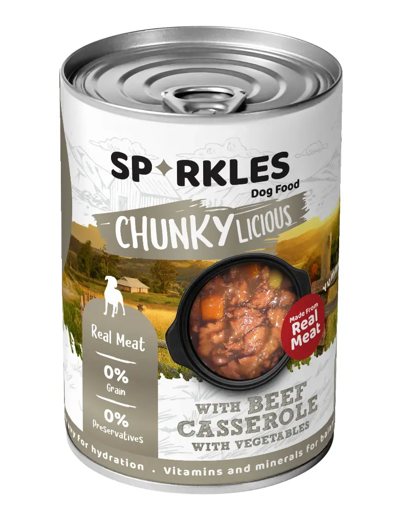   سباركليز | غذاء للكلاب طاجن لحم البقر المعلب مع الخضار في المرق | 400غم