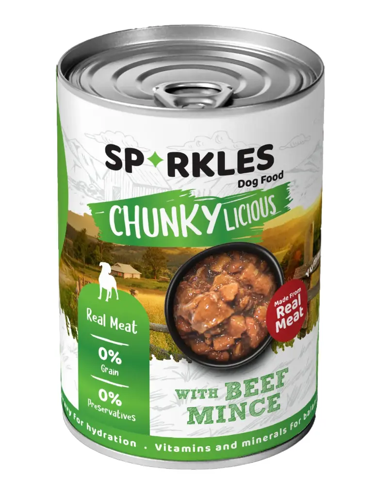 سباركليز | غذاء للكلاب لحم بقري مفروم معلب للكلاب في المرق | 400غم