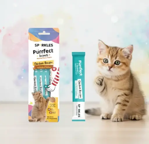 سباركليز | مكافئة صحية معجون بنكهة الدجاج للتحكم في كرات الشعر |      4*15 غم