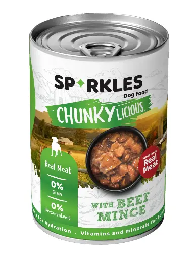 [082761] سباركليز | غذاء للكلاب لحم بقري مفروم معلب للكلاب في المرق | 400غم