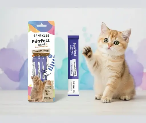 [083683] سباركليز | مكافئة كريمي بنكهة التونة و السلمون لدعم الجهاز الهضمي | 4*15غم